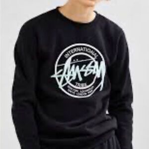 VTG Stussy Sweartshirt Men  Black Crew Neck Pullover Logo Size X-Large USA